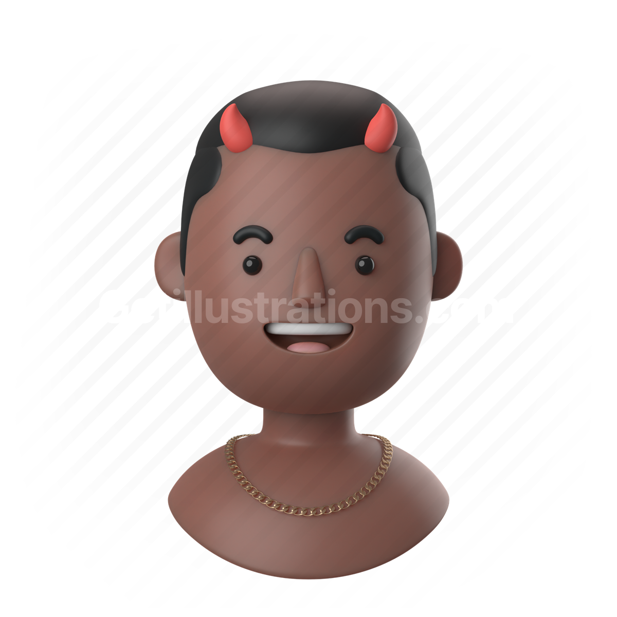 man, male, people, person, dark, african, devil, necklace, shirtless
